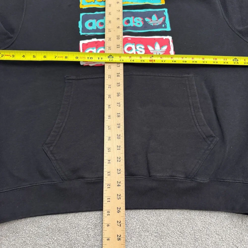 Adidas Originals Stacked Trefoil Graphic Pullover Hoodie Sweatshirt Men XL Black